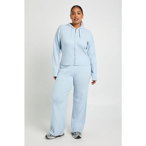 Boohoo Womens Plus Super Soft Rib Knitted Zip Through Hoody and Trouser Co-Ord - Pale Blue - -26 Women