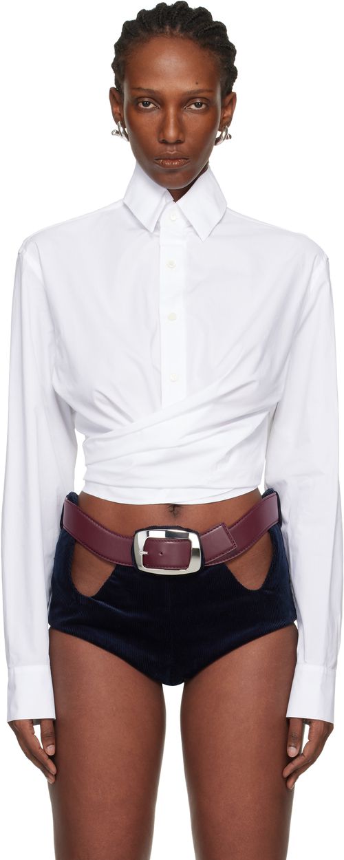 White 'The Cropped Cache-Coeur' Shirt