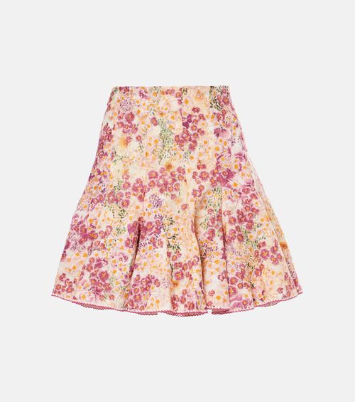 Cerezo Florecer floral linen miniskirt