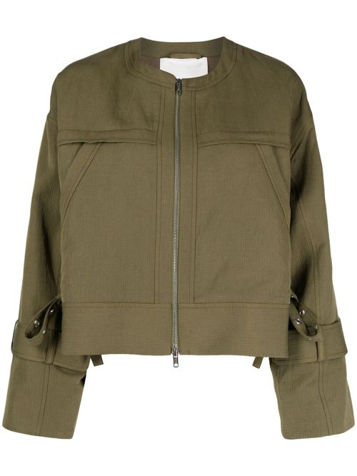 Boxy cotton-linen utility jacket - Green