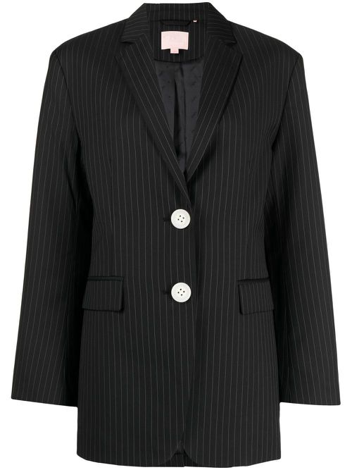 Pinstripe single-breasted blazer - Black