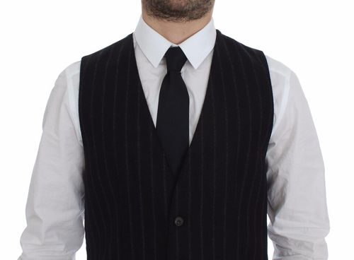 Striped Wool Vest — Black