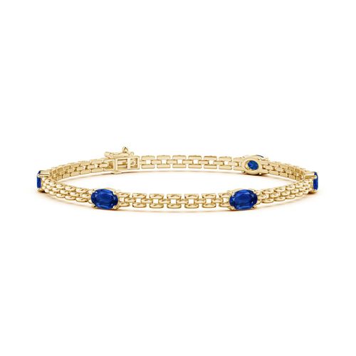 Angara 3.0 Carats Five Stone Oval Sapphire Station Link Bracelet in 14K Yellow Gold