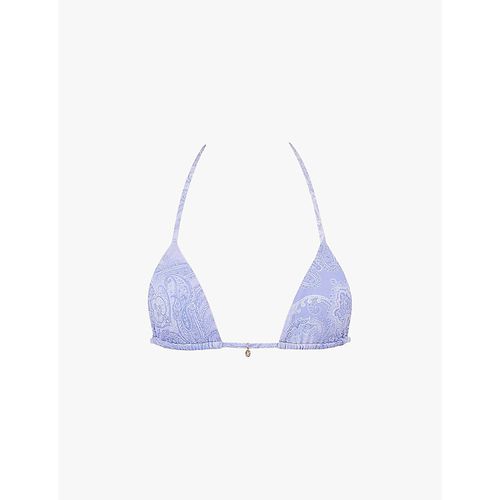 Womens Lavender Paisley Caribe Paisley-print Triangle Bikini Top 