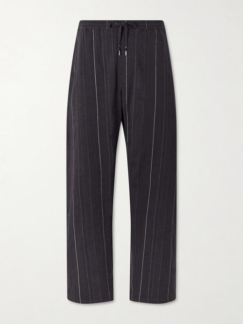 Samurai Straight-Leg Striped Cotton and Linen-Blend Trousers