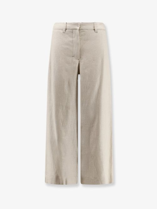 Stretch Cotton-Linen Trousers — Beige
