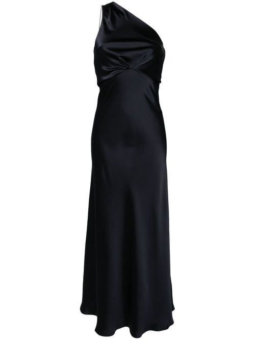 One-shoulder satin gown - Blue