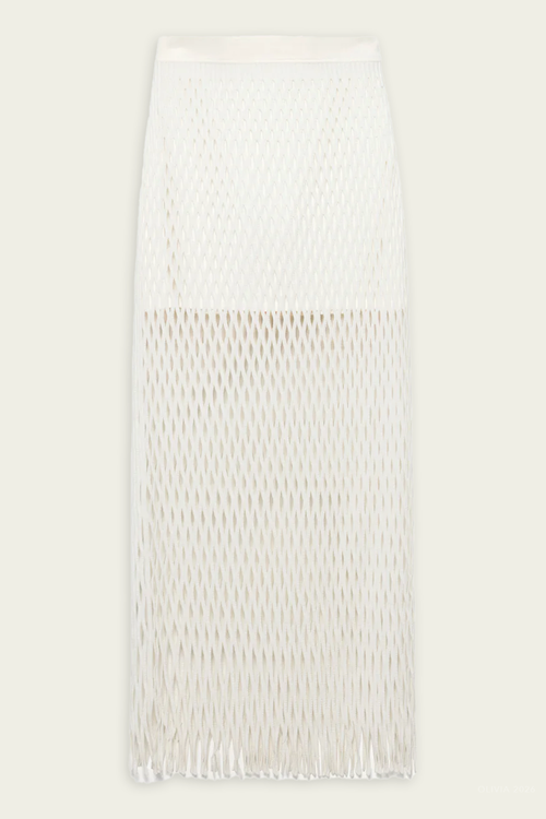 Aldridge Knit Midi Skirt in Ivory