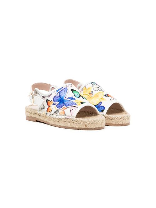 Butterfly-print open-toe sandals - White