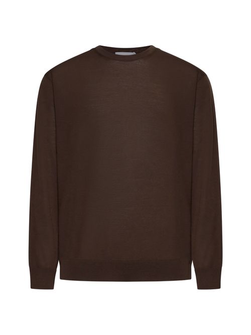 Virgin Wool Crewneck Sweater — Brown