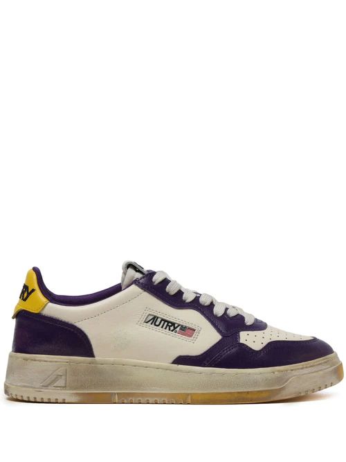 Super Vintage Medalist Low Sneakers In White And Purple Leather