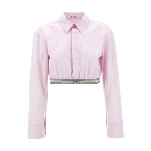 Womens Logo Elastic Collar Cropped Shirt