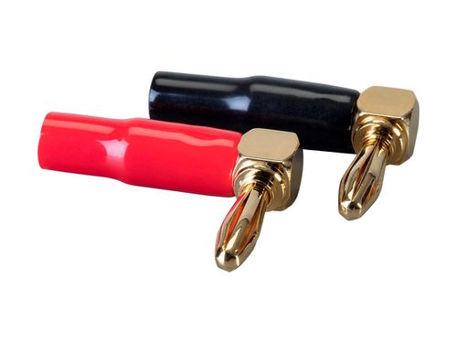 2 Pair Right Angle 24k Gold Plated Banana Speaker Wire Cable Screw Plug Connectors