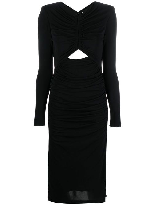 Ruched long-sleeved maxi dress - Black