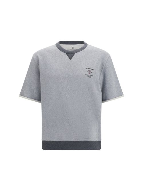 Logo-Embroidered Melange Cotton T-Shirt — Gray