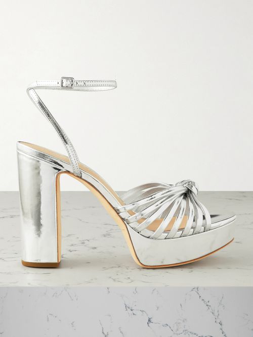 Rivka Mirrored-leather Platform Sandals - Silver