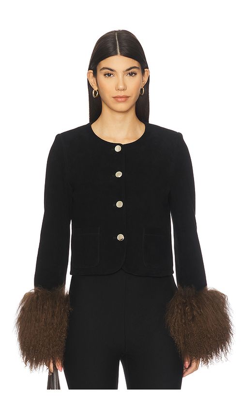 Susanna Chow Frida Suede Jacket in Black. L. Also in