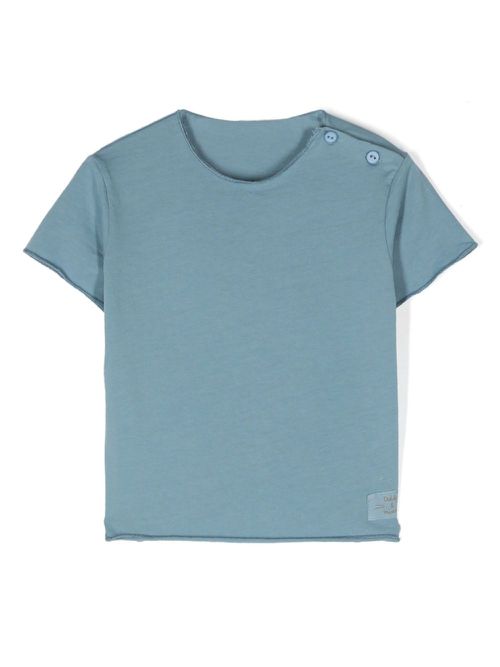 Logo-patch cotton T-shirt - Blue