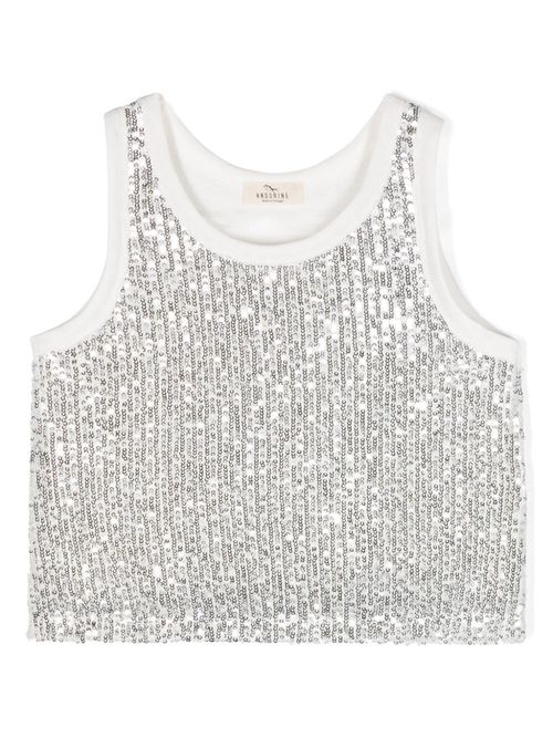 Sequin embellished cropped T-shirt - Silver