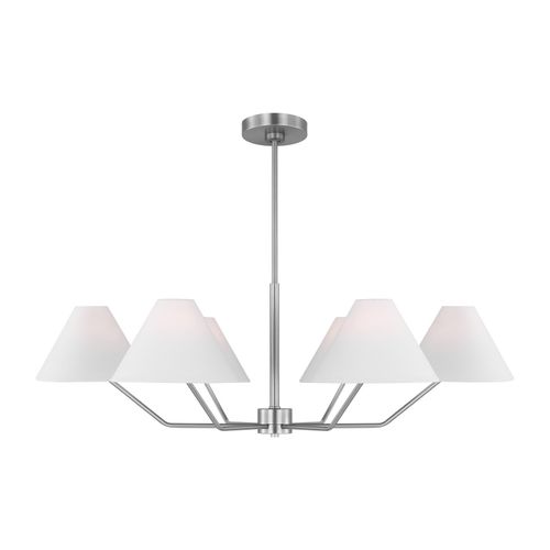 Brushed Steel Six Light Chandelier from the Burke Collection