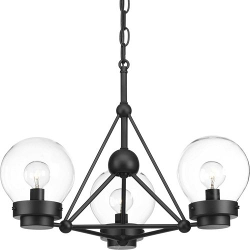 Black Three Light Semi-Flush Convertible from the Spatial Collection