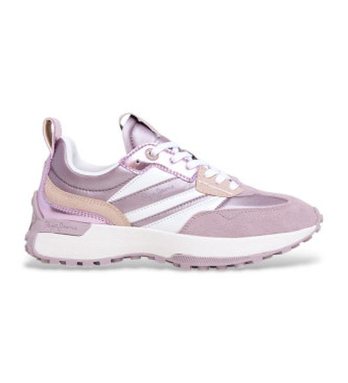 Pepe Jeans for woman. PLS60045 Lucky sign pink leather trainers (36), Flat, Laces, Casual