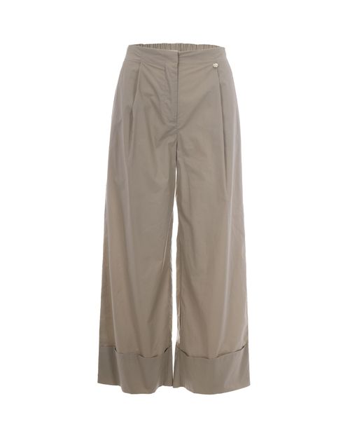 Cotton Poplin Flared Trousers — Gray