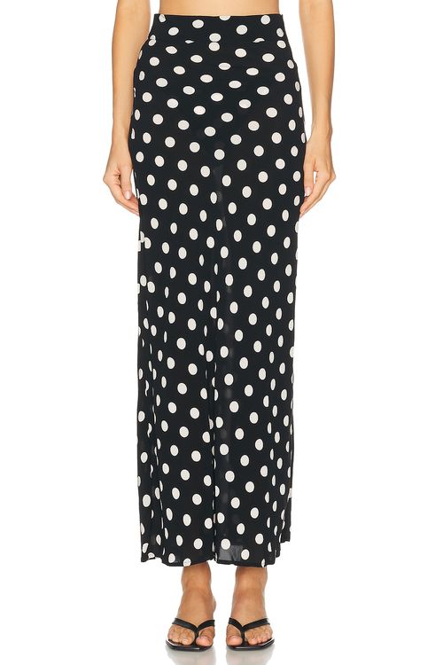 Juillet Beatrice Maxi Skirt in Black & White Polka Dot - Black & White. S also in XS