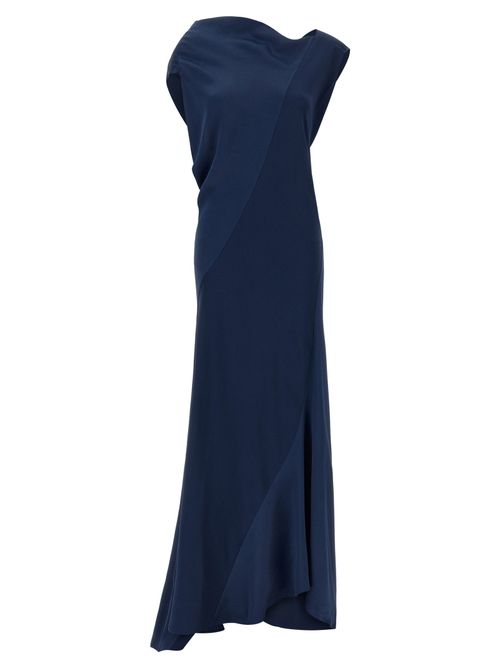Asymmetrical Draped Dress — Navy