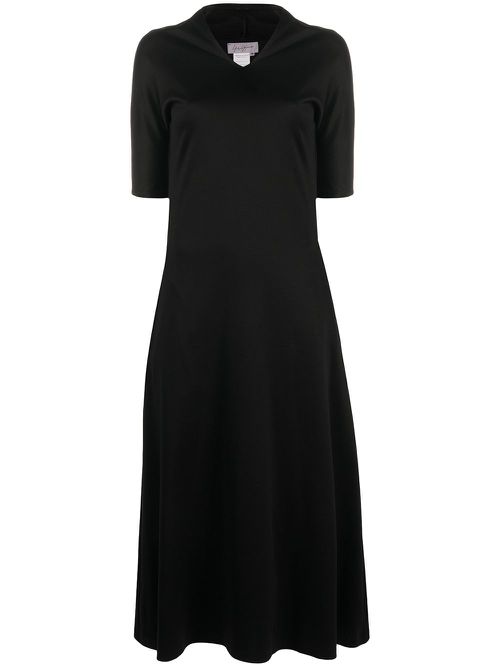 1990s stand-up collar A-line dress - Black