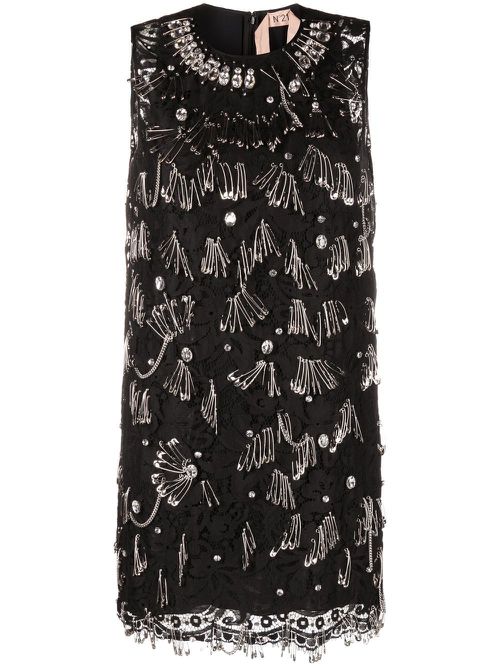 Safety-pin sleeveless dress - Black