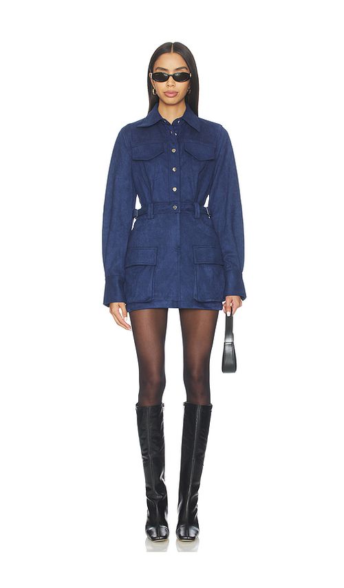 Bubish Celine Faux Suede Shirt Dress in Ink Blue. 6/XS also /L