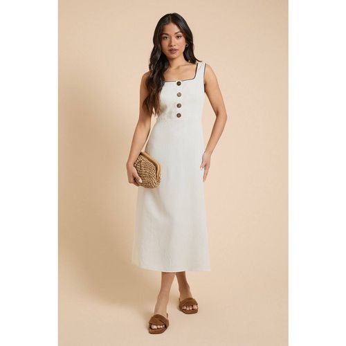 Dorothy Perkins Women's Petite Stripe Button Midi Dress in Neutra