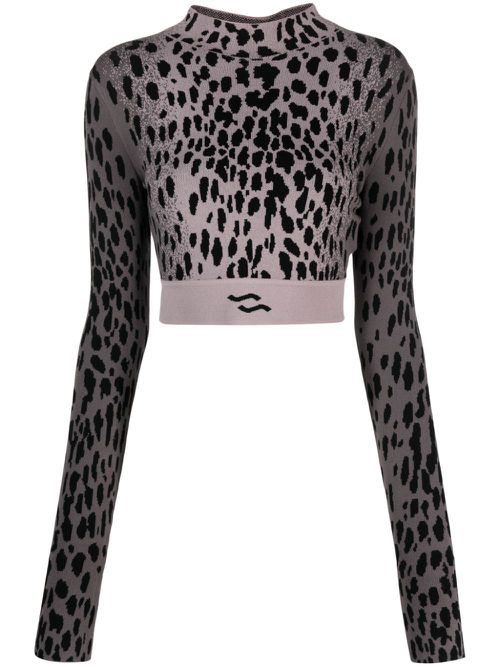 Hyena-pattern cropped jumper - Purple