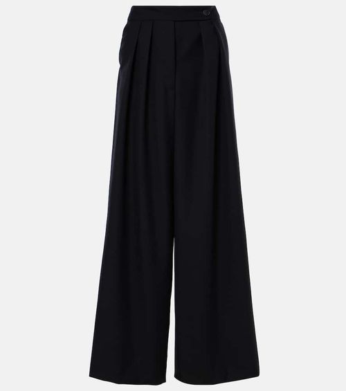 Pleated wool wide-leg pants