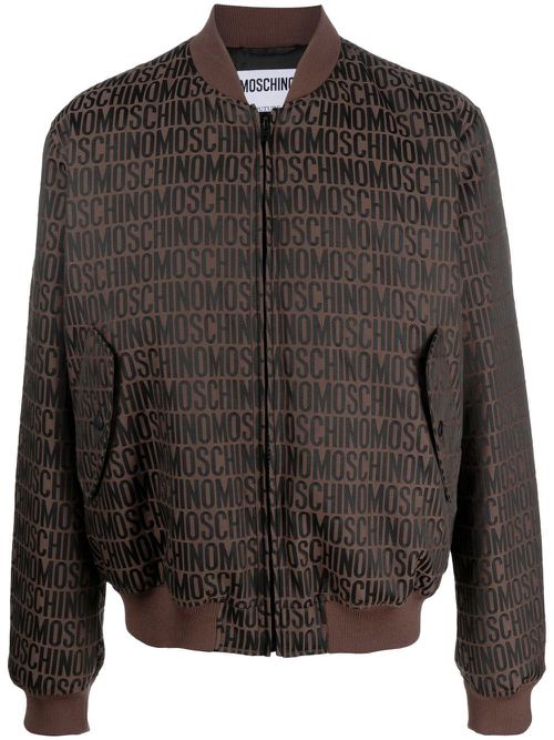Logo-print bomber-jacket - Brown