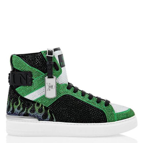 Crystal Flame Money Beast Hi-Top Sneakers