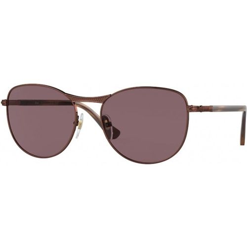 Persol Unisex Persol PO1002S 1124AF Sunglasses Metal Brown Violet Pantos Polarized