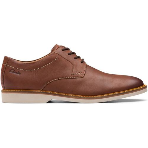 Clarks Atticus Lt Lace Dark Tan Leather Derby Shoes,lace Up In Brown