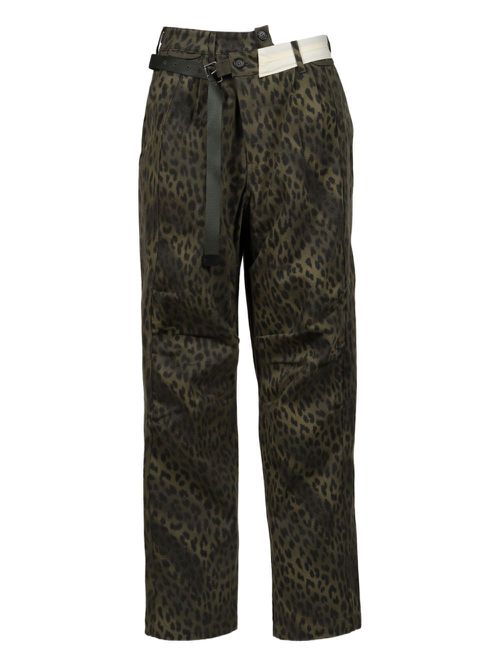 Leopard-print cargo trousers - Green