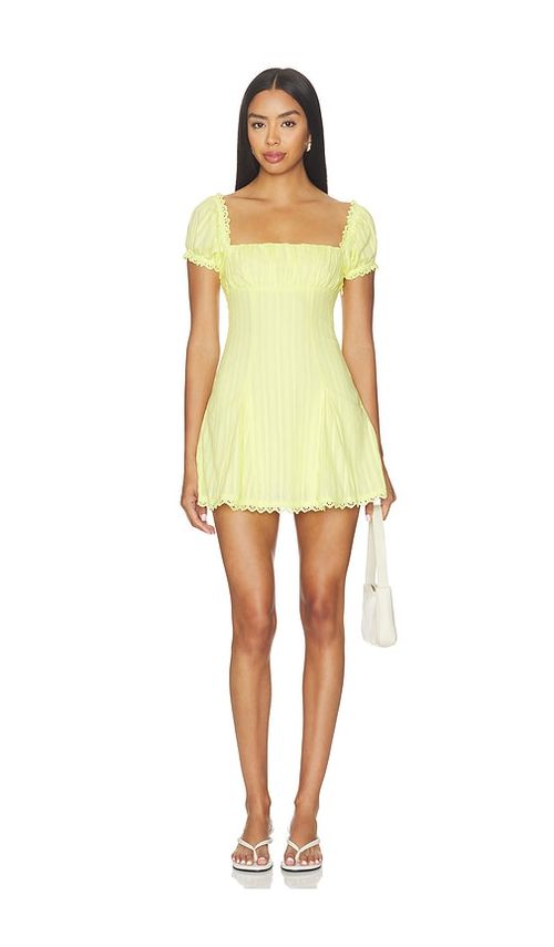 MORE TO COME Ariane Mini Dress in Baby Yellow. XL also in L, M