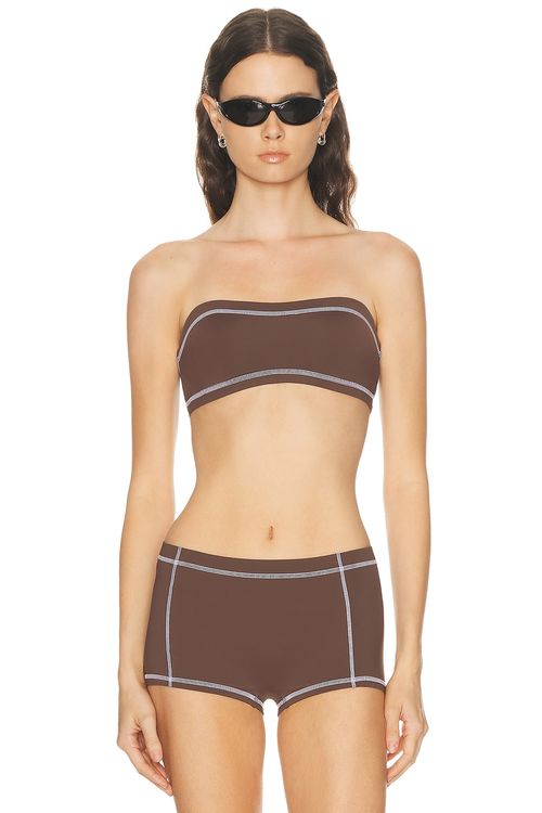 Staud Sara Bikini Top in Java - Brown. XS also in