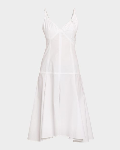 Leo Sleeveless Flared Cotton Midi Dress
