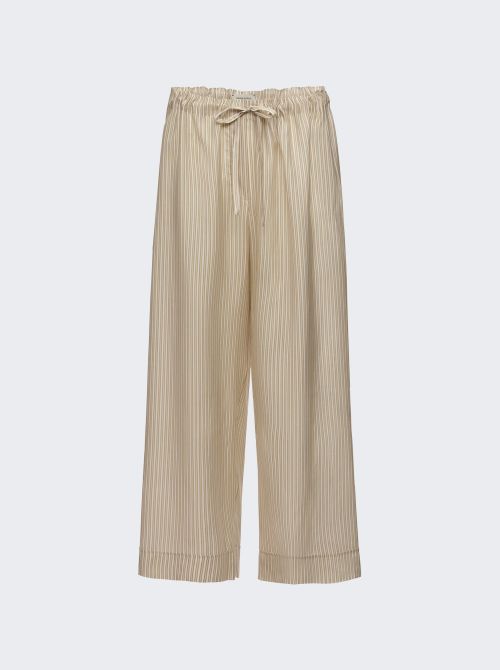 Striped Culotte Trousers Beige