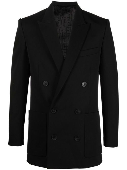 Double-breasted wool blazer - Black