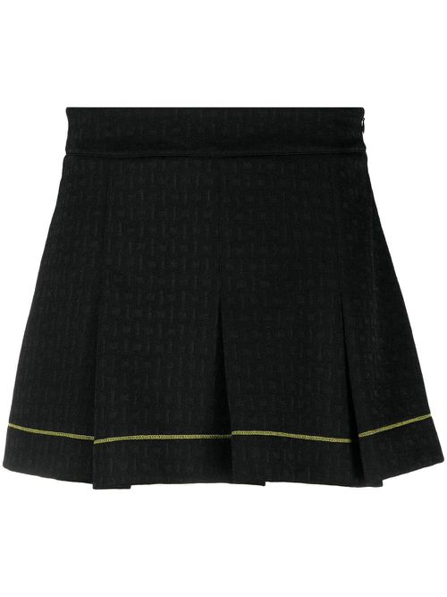 Contrast-trim pleated miniskirt - Black