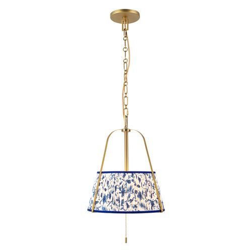 Brushed Gold Blue Linen Pendant from the Scout Collection