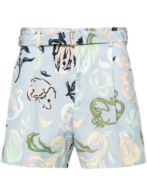 Abstract-print bermuda shorts - Blue