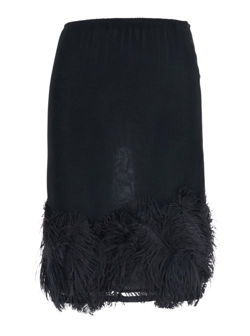 Feather-Trim Skirt — Black