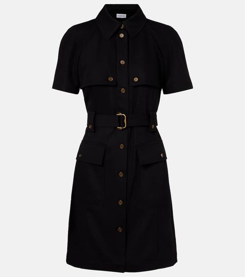 Belted wool shirt dress
